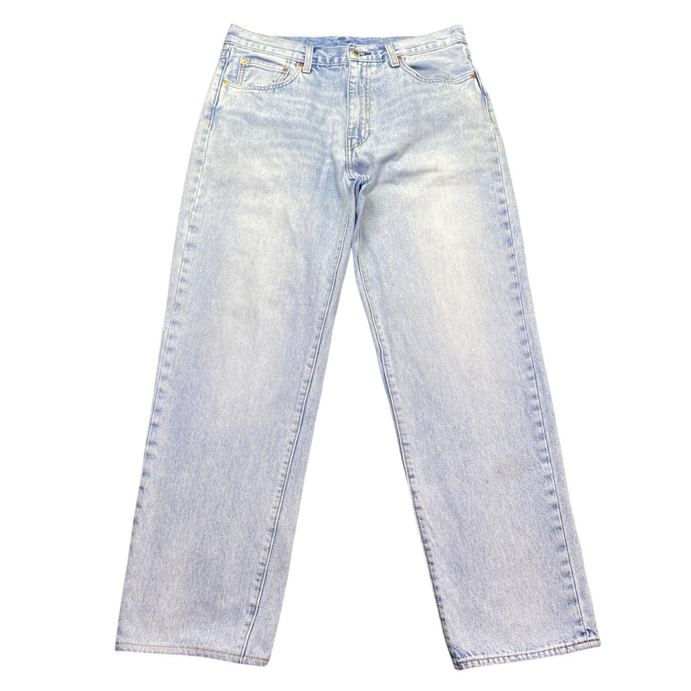 Levis Premium Big E Light Wash Straight Leg Jeans Irregular Sz 34 Grunge